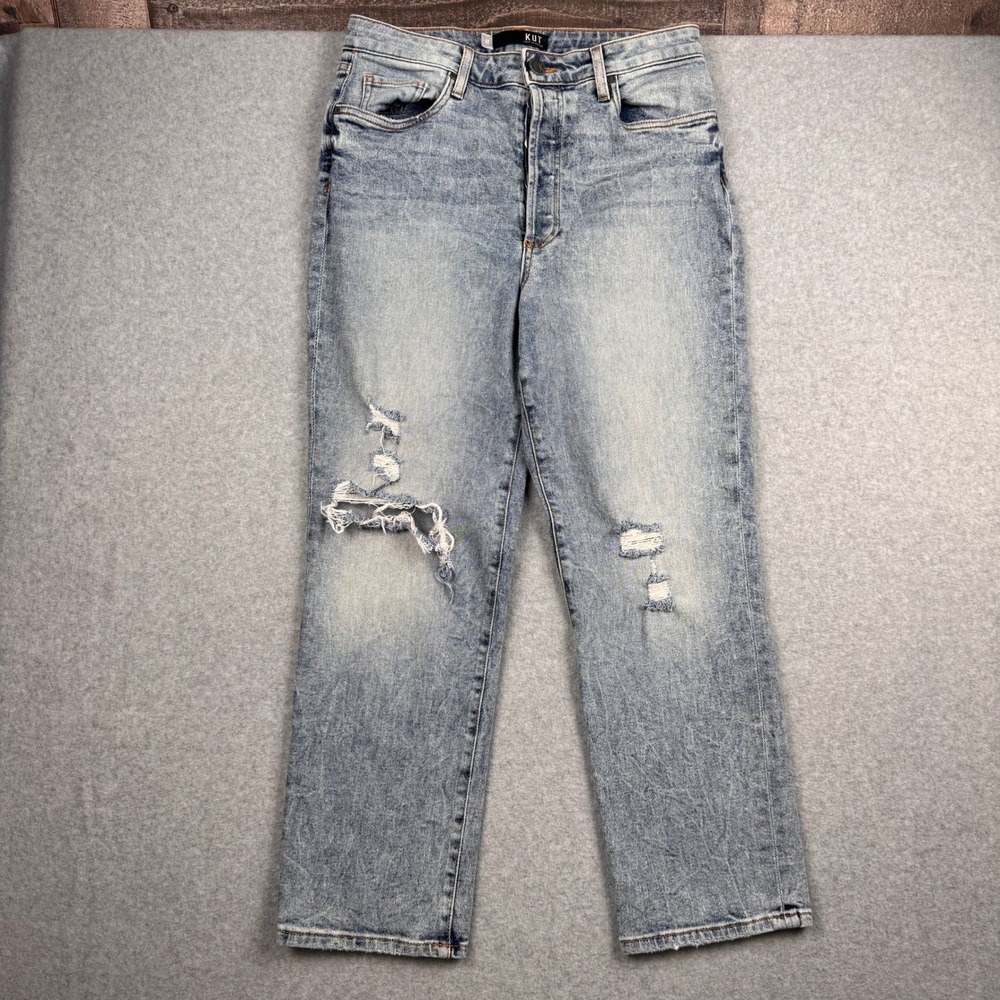 KUT from the Kloth Jeans Womens 12 Rosa Crop Vintage Straight Leg High Rise